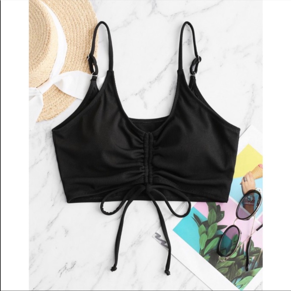 Zaful cinched ribbed bikini top